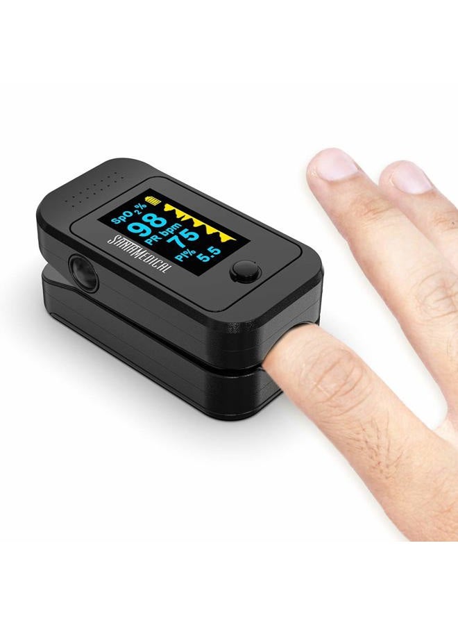 Santamedical مقياس التأكسج النبضي OLED ثنائي اللون، جهاز مراقبة تشبع الأكسجين في الدم (SpO2) مع حقيبة وبطاريات وحبل عنق - Image 3