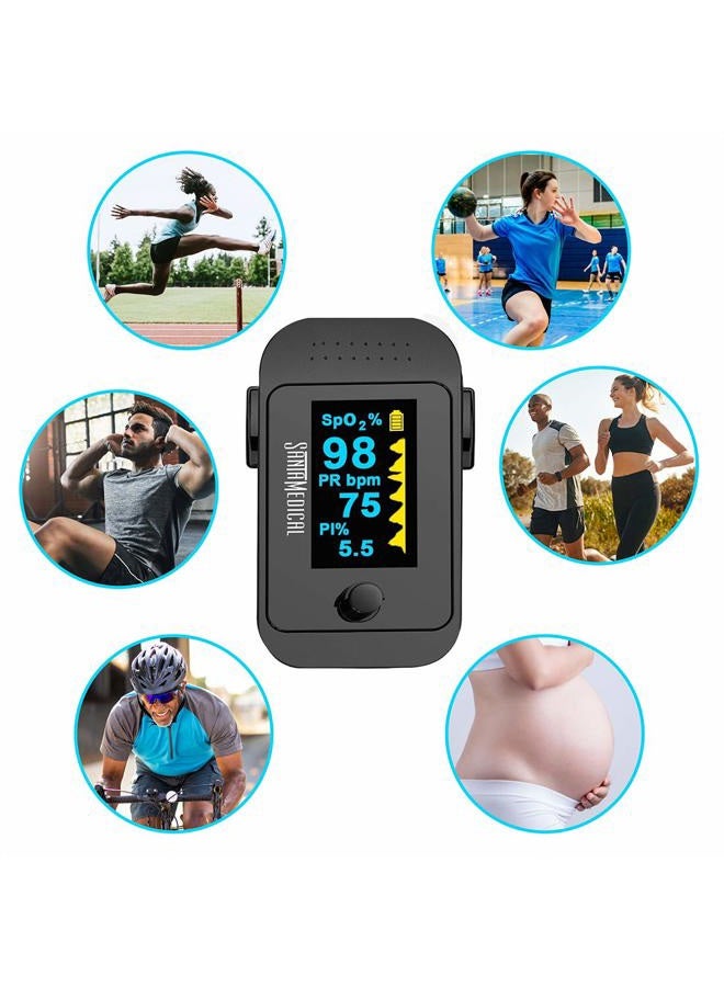 Santamedical مقياس التأكسج النبضي OLED ثنائي اللون، جهاز مراقبة تشبع الأكسجين في الدم (SpO2) مع حقيبة وبطاريات وحبل عنق - Image 5