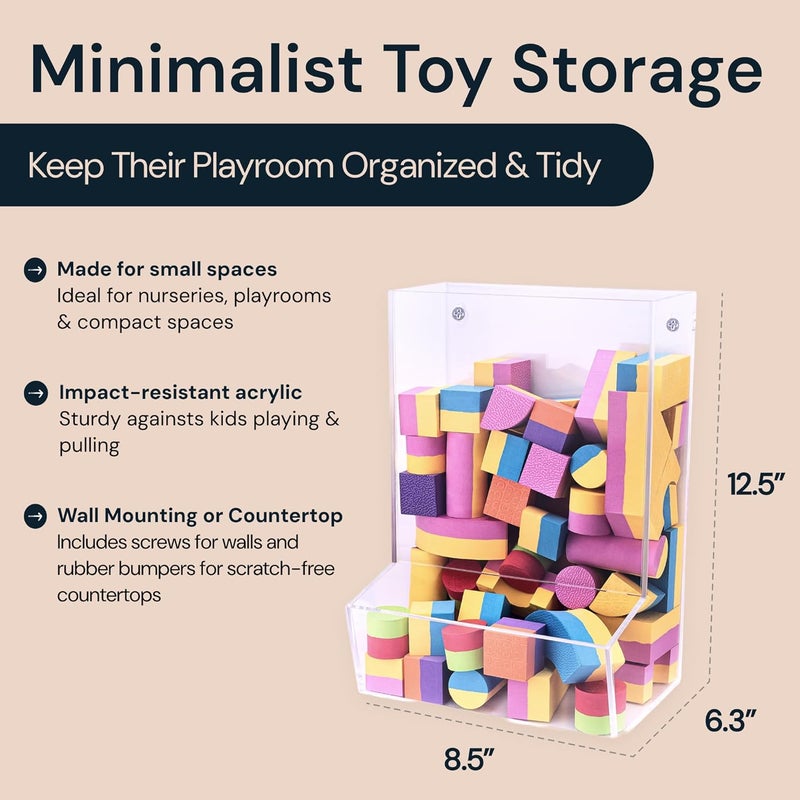 SimplyImagine Hanging Acrylic Toy Dispensers Single Divided  Playroom Storage Acrylic Bin  Wall Toy Storage  Wall Bin for Playroom Organization And Storage - Image 2