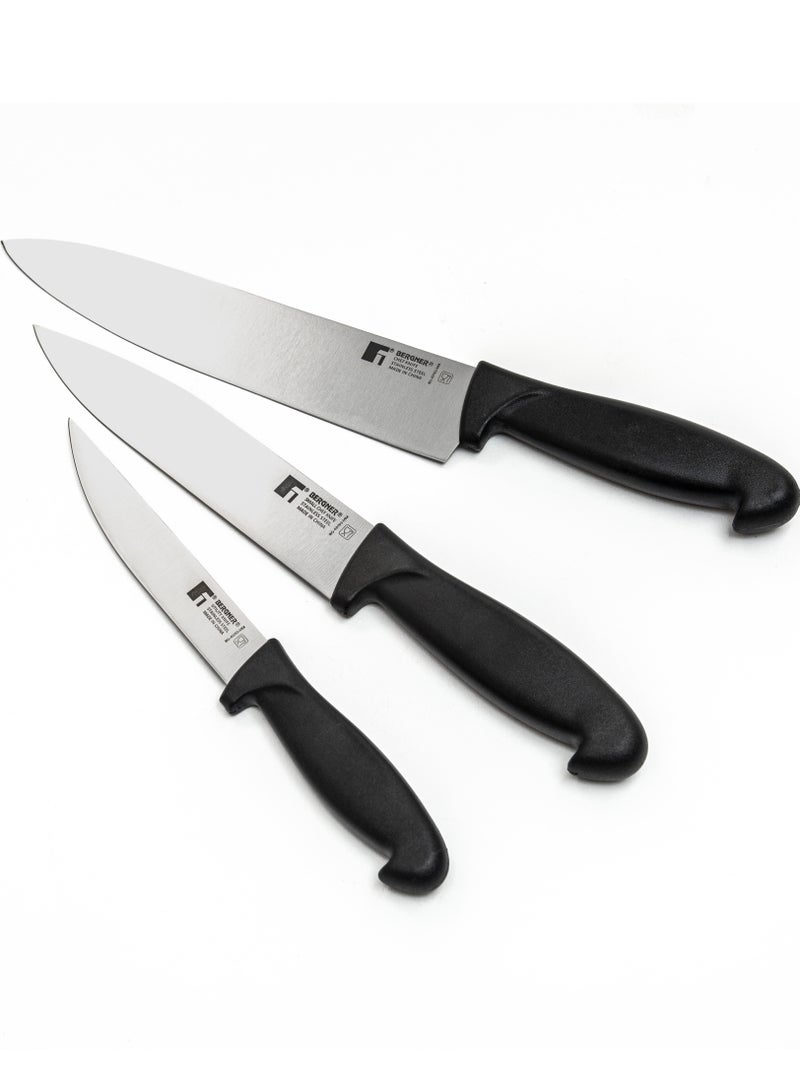 BERGNER طقم سكاكين من الفولاذ المقاوم للصدأ 3 قطع، أسود/فضي، BG40193MM - Image 2