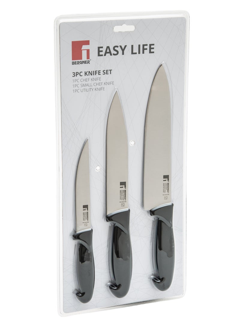 BERGNER طقم سكاكين من الفولاذ المقاوم للصدأ 3 قطع، أسود/فضي، BG40193MM - Image 4