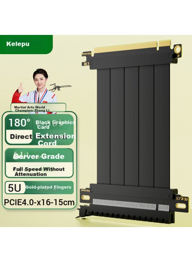 Kelepu Pcie 4.0 X16 Extension Cable For Sound Card, Network Card, Graphics Card Vertical Installation Adapter Cable 15Cm Full Speed Without Attenuation Compatible With 4090 Graphics Card 180 Degree Bl - Image 1
