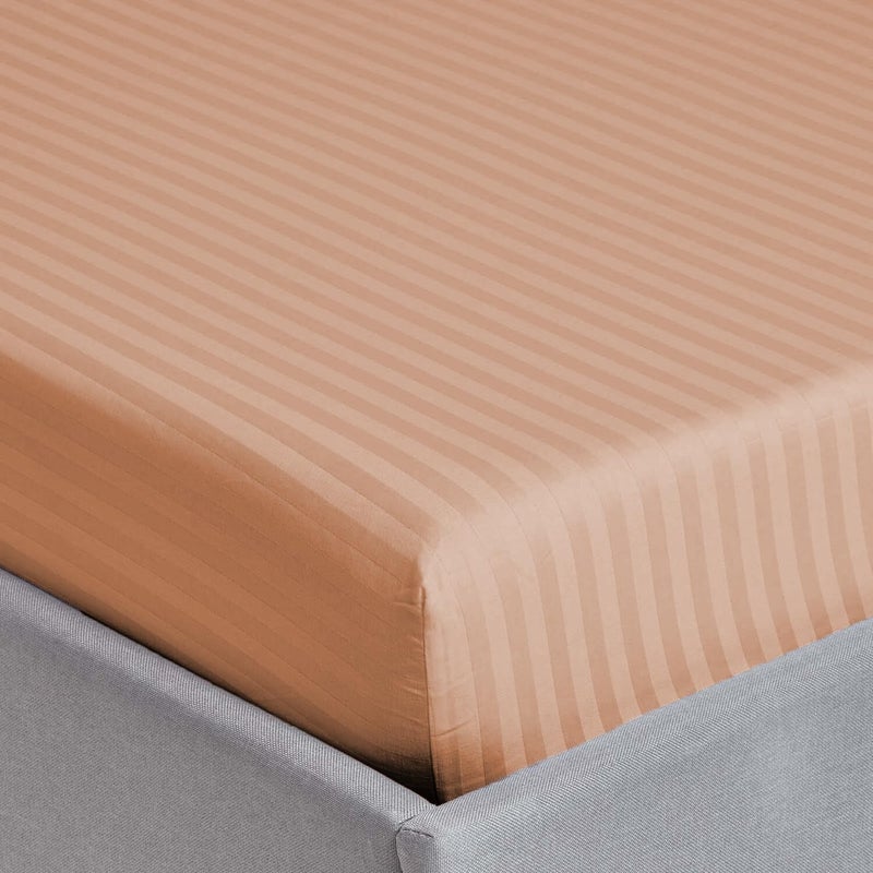 sleep well 3Pcs Stripe Fitted Sheet Set - 200x200+17cm (Peach) - Image 4