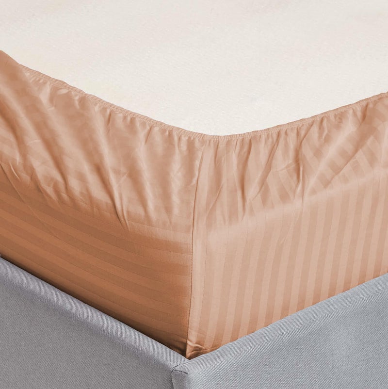 sleep well 3Pcs Stripe Fitted Sheet Set - 200x200+17cm (Peach) - Image 3