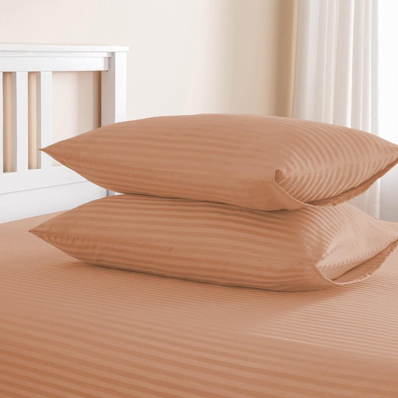 sleep well 3Pcs Stripe Fitted Sheet Set - 200x200+17cm (Peach) - Image 5