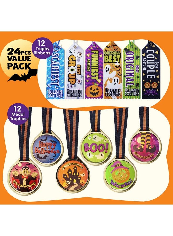 JOYIN 24 PCS Halloween Medals Trophies with Ribbons for Kids Children Party Award Celebration and Spooky Contest Rewards, Halloween Party Favors Supplies for Carnival Game Prizes - Image 2