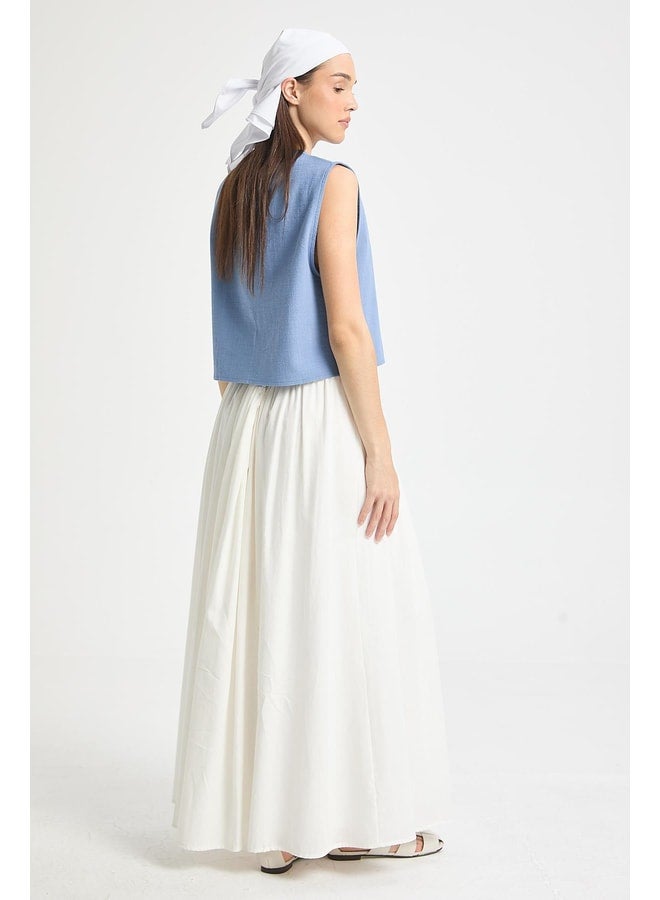 mina aise Indigo Tie-Front Short 100% Cotton Vest 29204. - Image 3