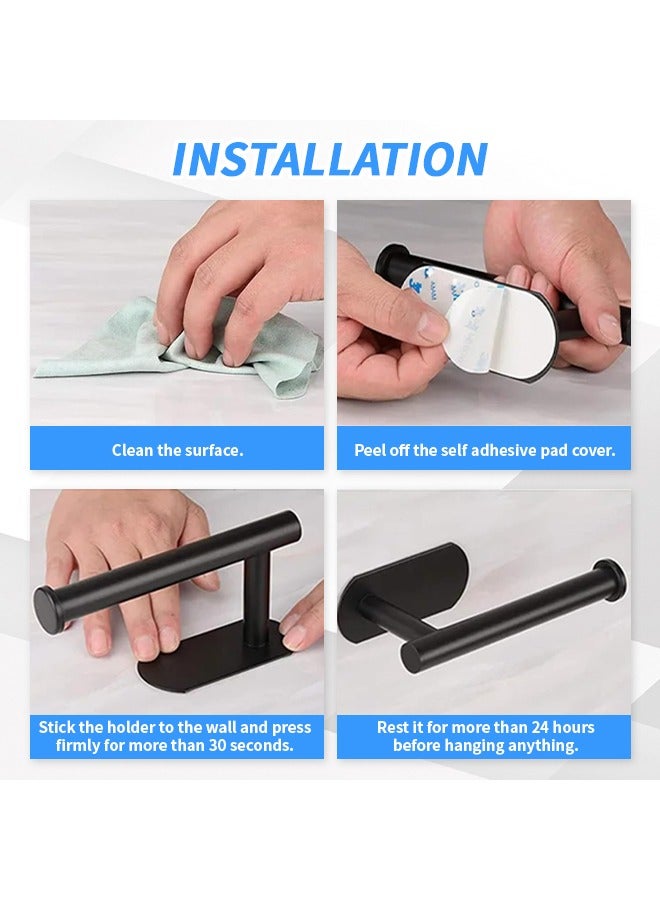4Pcs Bathroom Hardware Sets 304 Stainless Steel Towel Bar Toilet Tissue Roll Holder Waterproof Coat Hook Wall Hooks Heavy Duty Self Adhesive for Bathroom Kitchen Bedroom  - Image 5