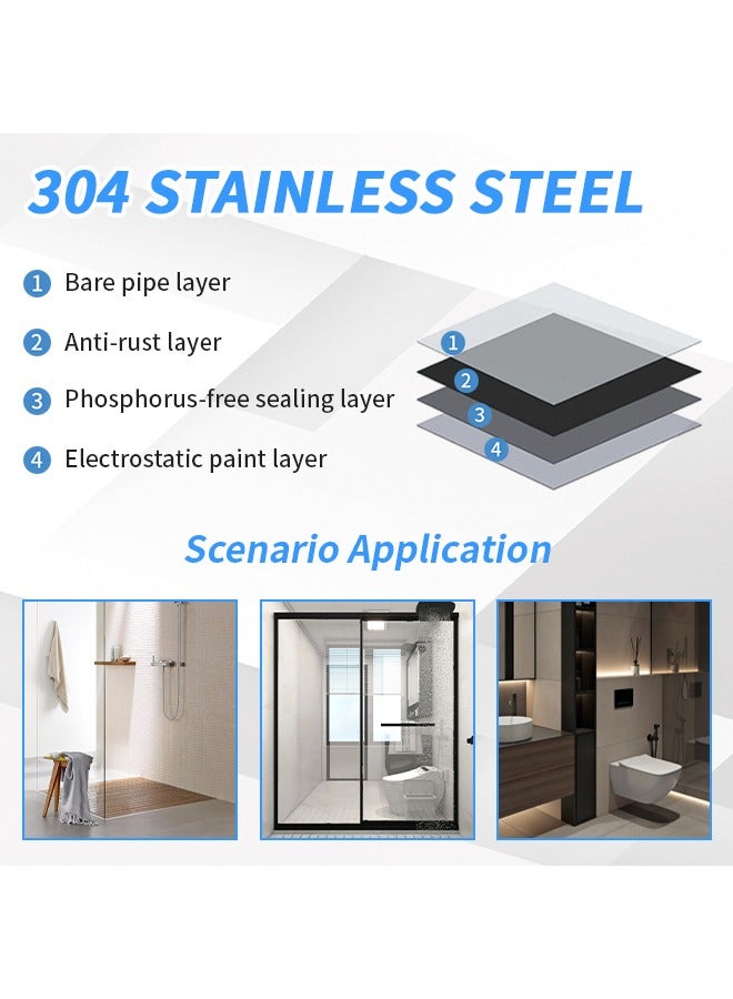 4Pcs Bathroom Hardware Sets 304 Stainless Steel Towel Bar Toilet Tissue Roll Holder Waterproof Coat Hook Wall Hooks Heavy Duty Self Adhesive for Bathroom Kitchen Bedroom  - Image 3