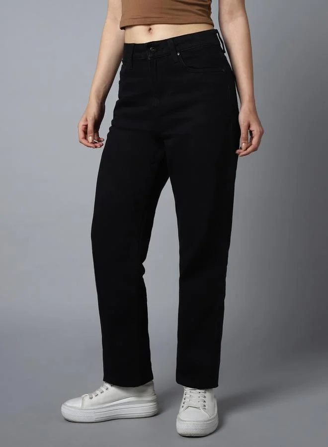 High Star  High Star Black High Rise Straight Fit Jeans for Women | Best Price UAE