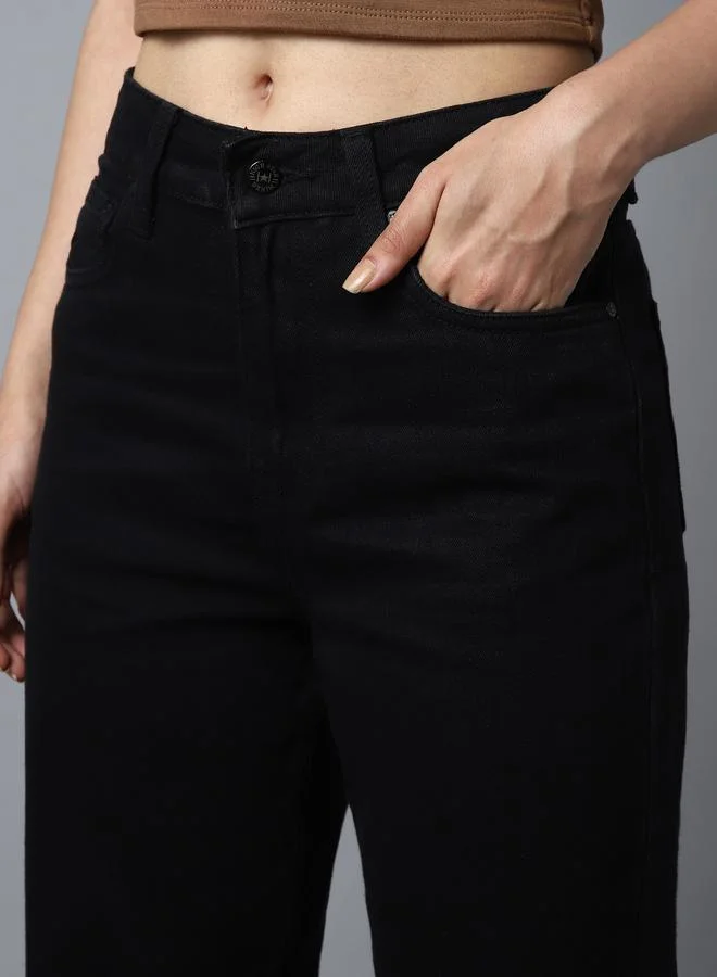 High Star  High Star Black High Rise Straight Fit Jeans for Women | Best Price UAE