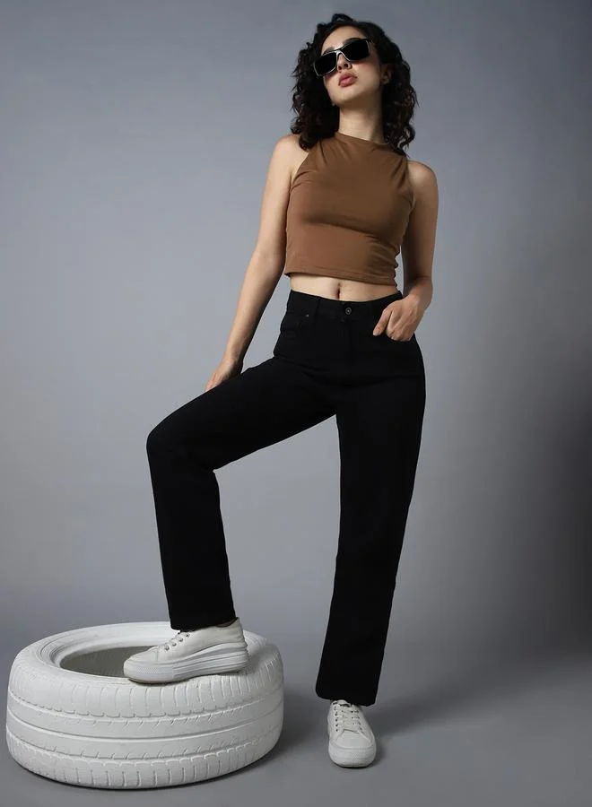 HIGH STAR High Star Black High Rise Straight Fit Jeans