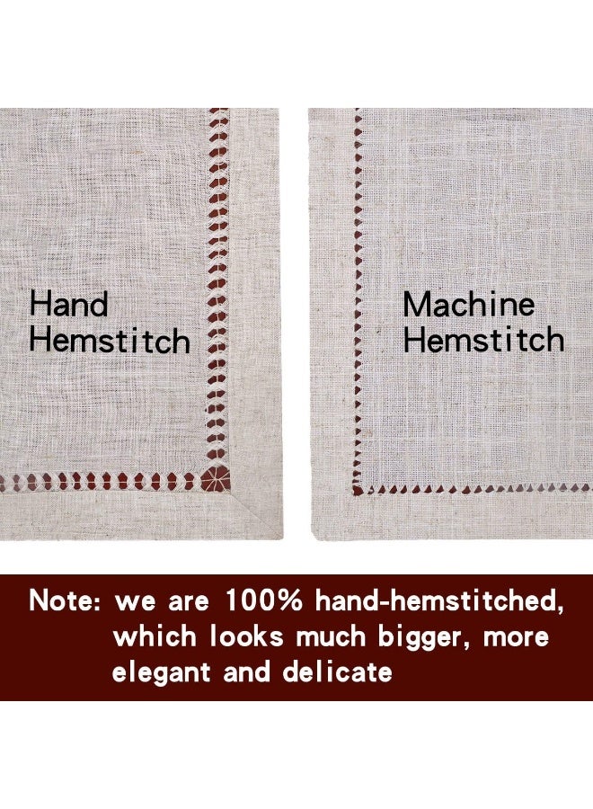 Grelucgo Set of 4 Handmade Hemstitched White Table Placemats 12x18 Inch - Image 4