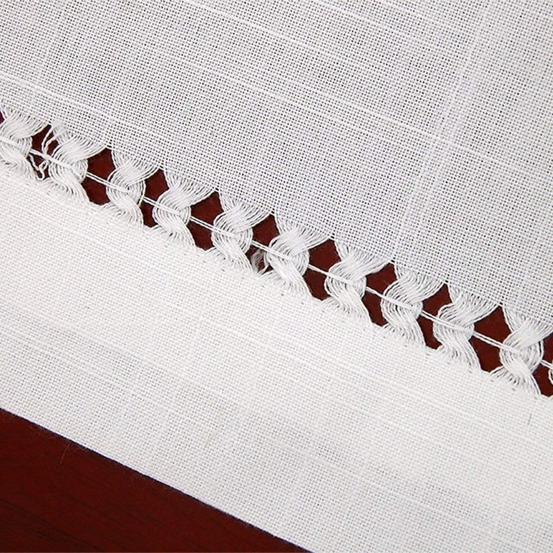 Grelucgo Set of 4 Handmade Hemstitched White Table Placemats 12x18 Inch - Image 3