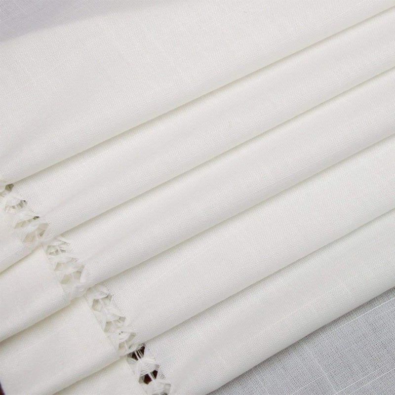 Grelucgo Set of 4 Handmade Hemstitched White Table Placemats 12x18 Inch - Image 2