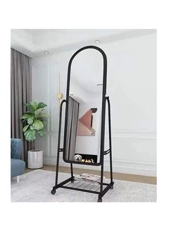 Metal Framed Decorative Dressing Floor Standing Mirror, Full Body Mirror (BLACK)