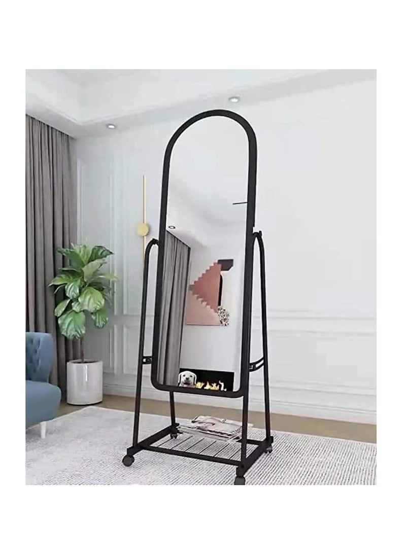 Generic - Metal Framed Decorative Dressing Floor Standing Mirror, Full Body Mirror (BLACK) - Image 1