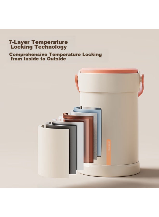 Joyoung Insulated Food Container, 304 Stainless Steel Lunch Box, 2l Large Capacity, Insulated Bento Box, For Students And Office Workers, Insulated Bucket, White - Image 4