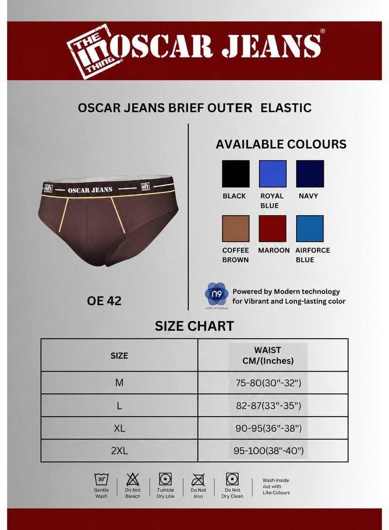 OSCAR JEANS 6-Pack Premium 100% Cotton Men's Underwear Briefs Super Combed Soft Knitted Antibacterial Breathable Elastic Waistband - Image 4