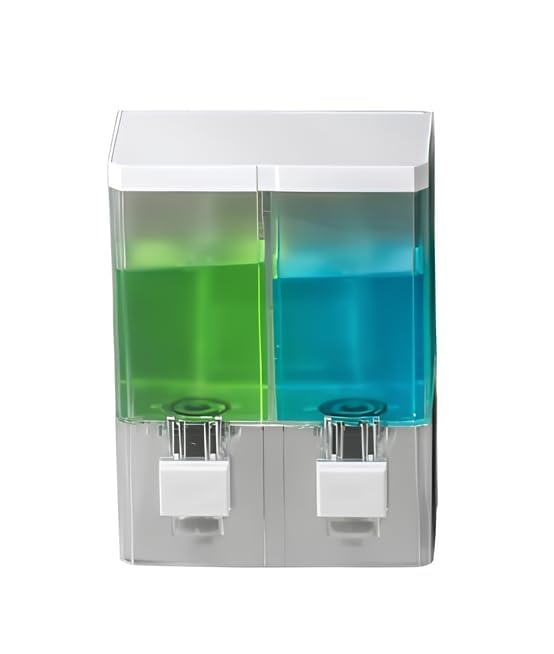 Cyrox 2 in 1 No Drill Shampoo and Conditioner Dispenser Plastic Twin Head Manual Twin Liquid Soap Dispenser for Bathroom Kitchen Hotel (1Pcs) - Image 1