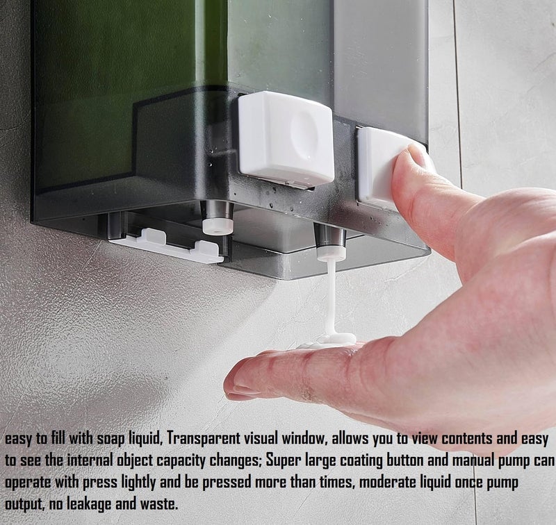 Cyrox 2 in 1 No Drill Shampoo and Conditioner Dispenser Plastic Twin Head Manual Twin Liquid Soap Dispenser for Bathroom Kitchen Hotel (1Pcs) - Image 4