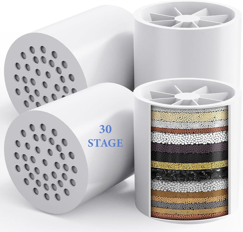 VeoryFly 4 Pack 30 Stage Universal Shower Filter Replacement Cartridge -Removes Chlorine, Heavy Metals, Iron, Sediments- ShowerHead Water Filter Cartridge, Compatible with Universal Shower Filter - Image 1