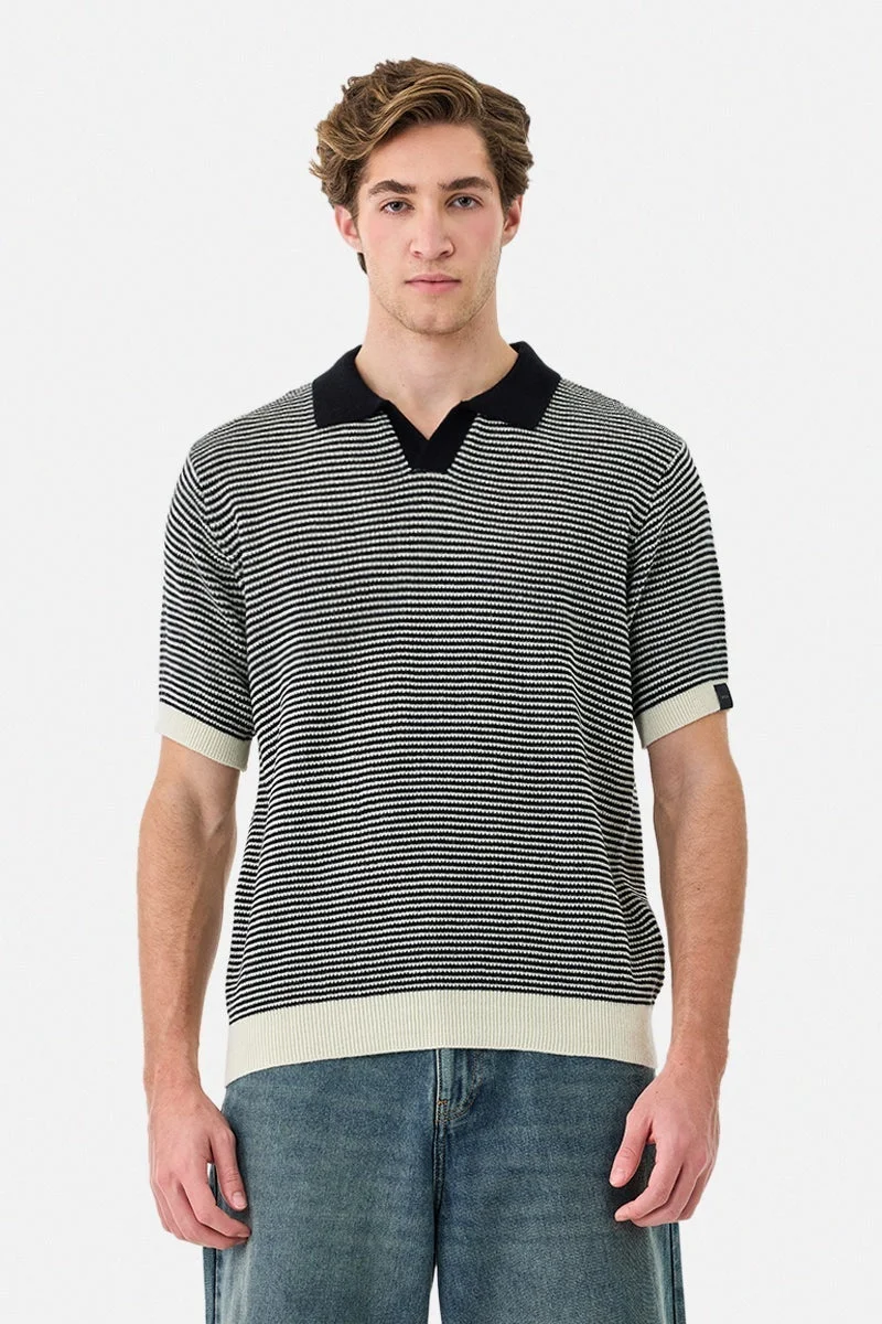 SNITCH Polo 100% Acrylic Stripes Regular Fit T-Shirt
