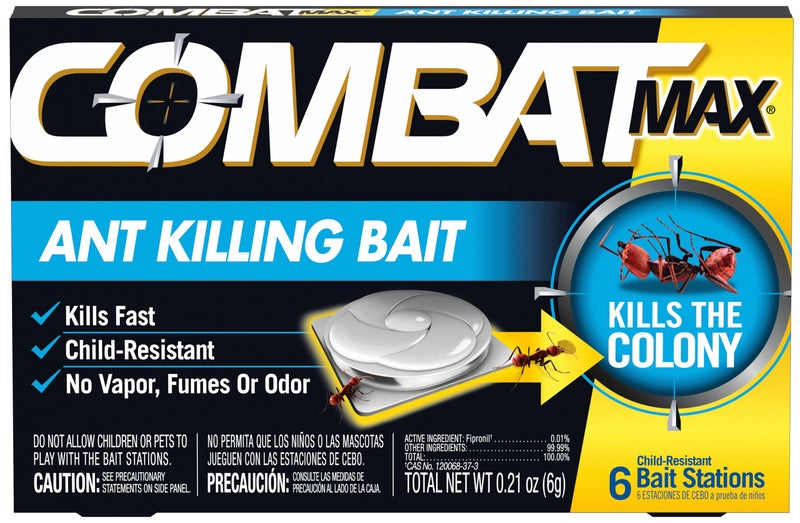 كومبات ماكس طُعم مكافحة النمل 6 محطات، قاتل نمل سريع المفعول يقضي على المستعمرة بالكامل، تصميم آمن للأطفال، مناسب للاستخدام الداخلي والخارجي للمنازل والمطابخ - Image 1
