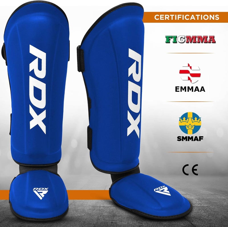 RDX Shin Guards for Kickboxing and Muay Thai - Premium Maya Hide Leather Protection Pads -S |Blue/White (SGR-T1UW-S) - Image 4