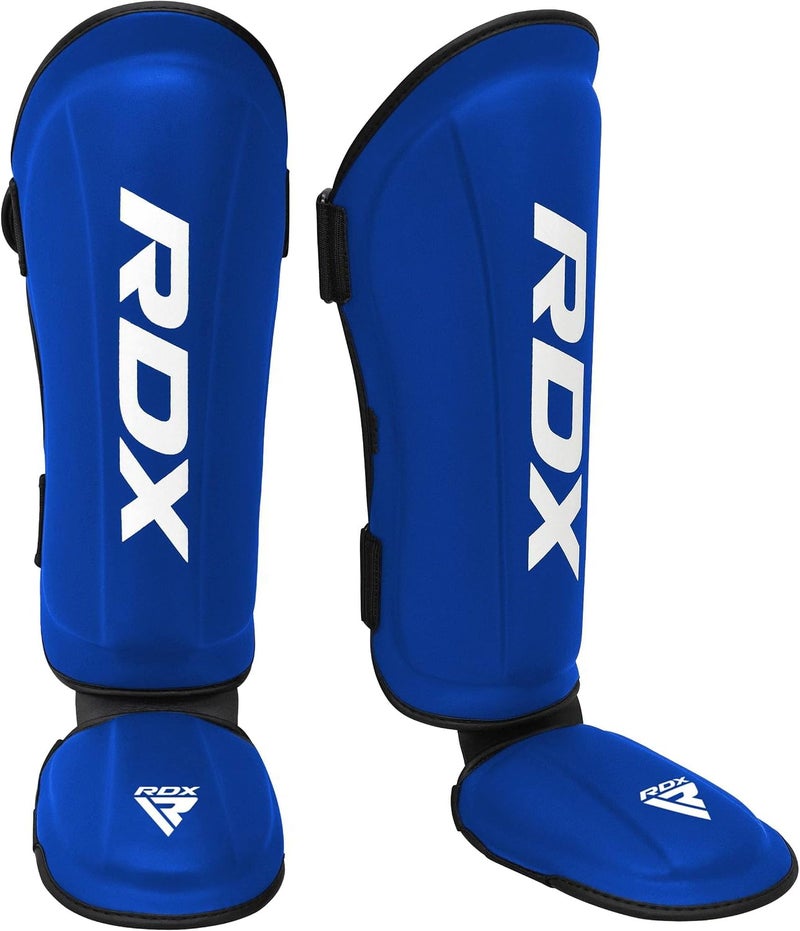 RDX Shin Guards for Kickboxing and Muay Thai - Premium Maya Hide Leather Protection Pads -S |Blue/White (SGR-T1UW-S) - Image 1