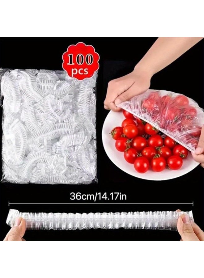 100pcs Vibrant Food Wrap Covers - High-Quality PE Film, Elastic Bowl Lid, Disposable & Secure, Keep Food Fresh & Delicious, Perfect Kitchen Essential 