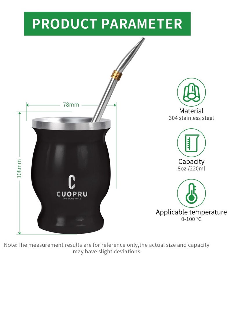 CUOPRU Yerba Mate Cup Set 8 oz Argentinian Style with Bombilla Straw and Tea Strainer  - Image 3