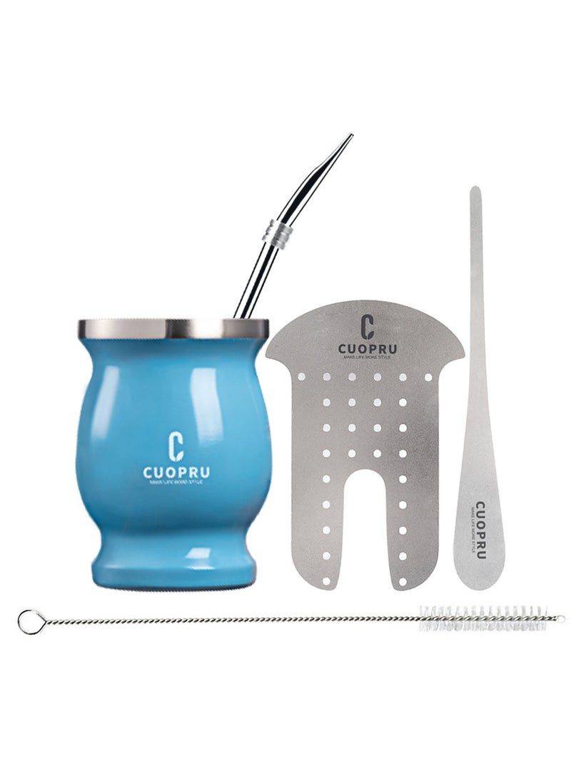 CUOPRU Yerba Mate Cup Set 8 oz Argentinian Style with Bombilla Straw and Tea Strainer  - Image 2