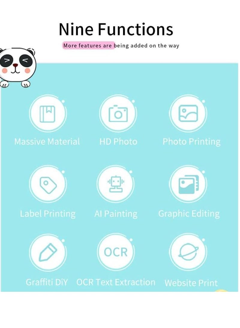 Generic - Mini Printer,Mini Pocket Printer Portable Thermal Instant Photo Printing Label Maker Machine BT Wireless Connect Compatible with Android or iOS APP Support Receipt Label Memo Sticker Notes Lists - Image 1