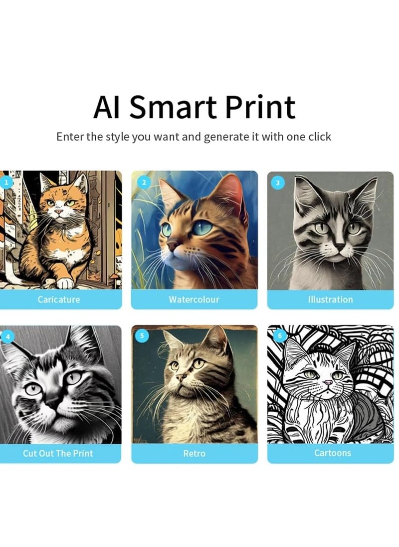 Generic - Mini Printer,Mini Pocket Printer Portable Thermal Instant Photo Printing Label Maker Machine BT Wireless Connect Compatible with Android or iOS APP Support Receipt Label Memo Sticker Notes Lists - Image 1