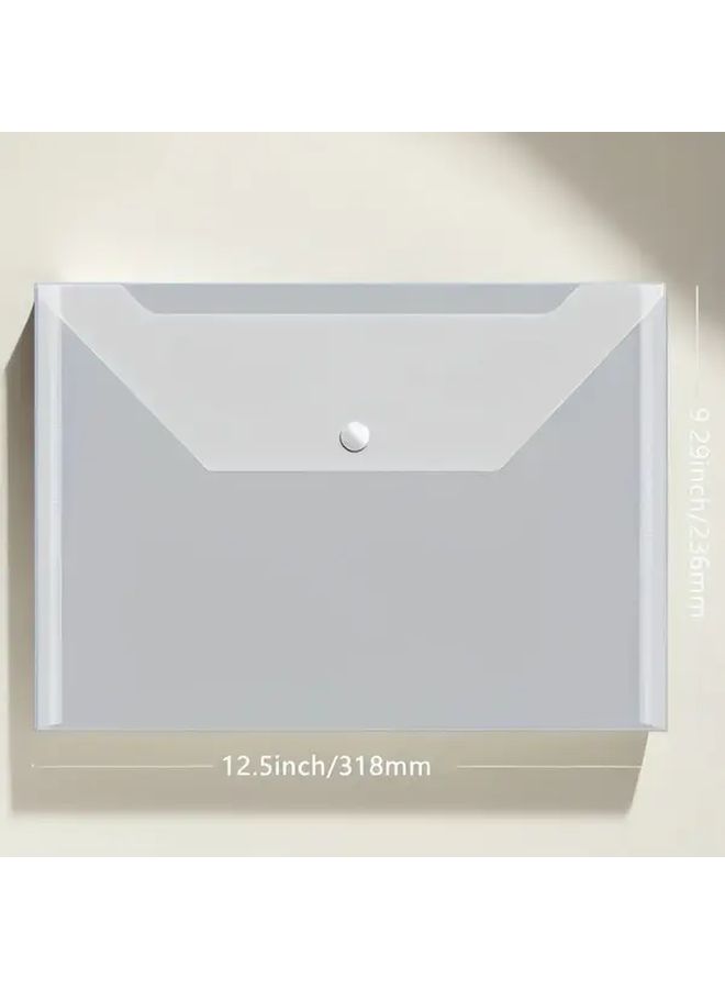 5 Sets A4 Transparent Polycarbonate File Folders Snap Closure Document Organizer - Image 2