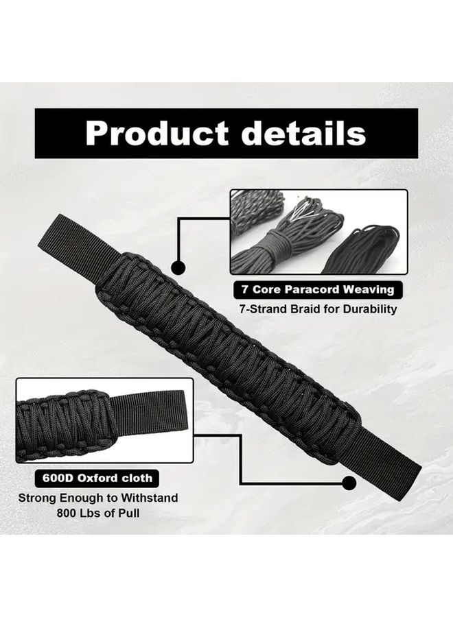 2Pcs Heavy Duty Universal SUV Truck Headrest Armrest Covers With Rolling Rod Grips Black - Image 3