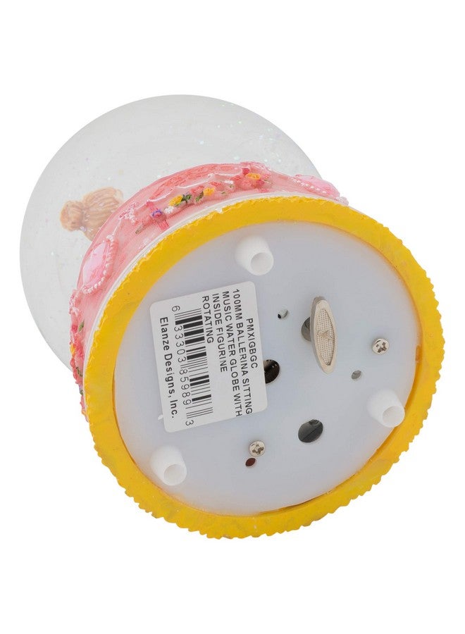 إيلانز ديزاينز تمثال راقصة باليه دوارة بوضعية الجلوس من تصميم Elanze Designs، كرة مائية بقطر 100 مم، تعزف لحن بحيرة البجع - Image 5