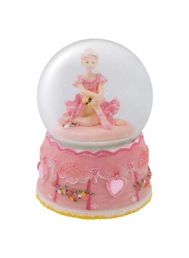 إيلانز ديزاينز تمثال راقصة باليه دوارة بوضعية الجلوس من تصميم Elanze Designs، كرة مائية بقطر 100 مم، تعزف لحن بحيرة البجع - Image 1