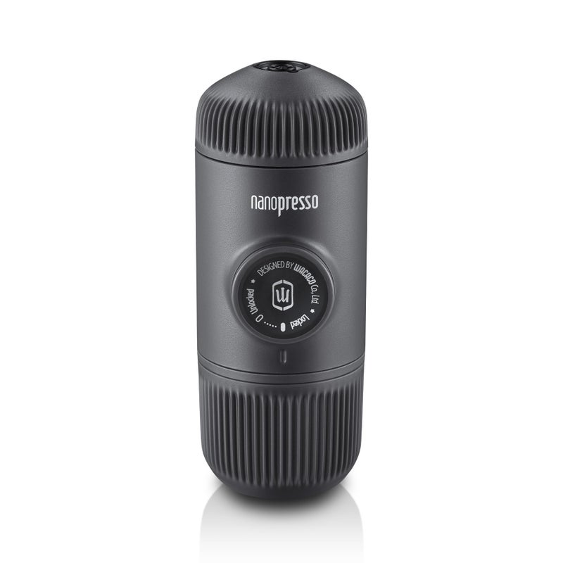 صانعة الإسبريسو المحمولة WACACO Nanopresso - النسخة المطورة من Minipresso 18 بار ضغط قهوة مطحونة صغيرة لصنع القهوة للسفر تعمل يدويًا مثالية للرحلات والتخييم في الهواء الطلق