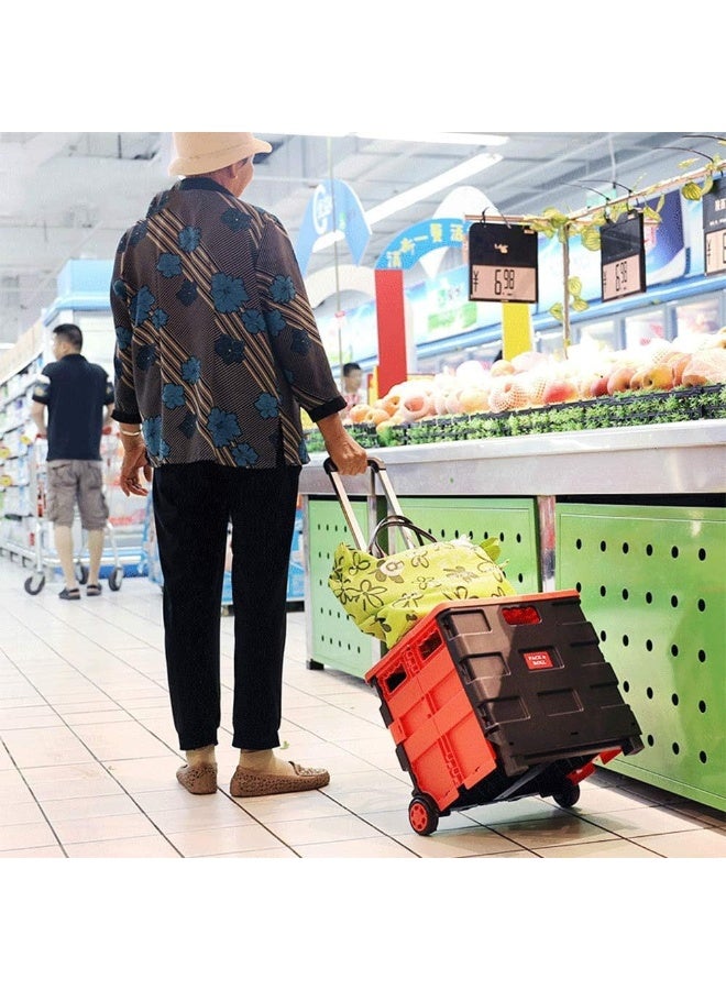 Houozon Folding Shopping Trolley, with Retractable Aluminum Handle Compact Storage Rolling Tote Bag Trolley Support 250 Pounds, for Office School Warehouse - Image 4