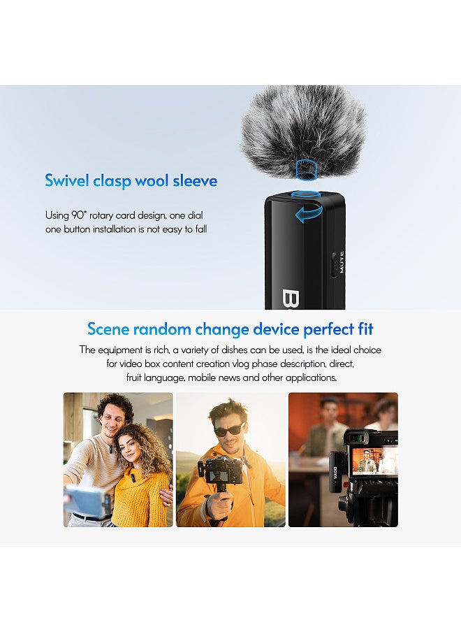 BOYA - BOYALINK A2 2.4GHz Wireless Lavalier Microphone System Clip-on Microphone 100m Transmission Range Noise Reduction Auto Sync with Receiver + 2pcs Transmitter + 3pcs Adapters - Image 1