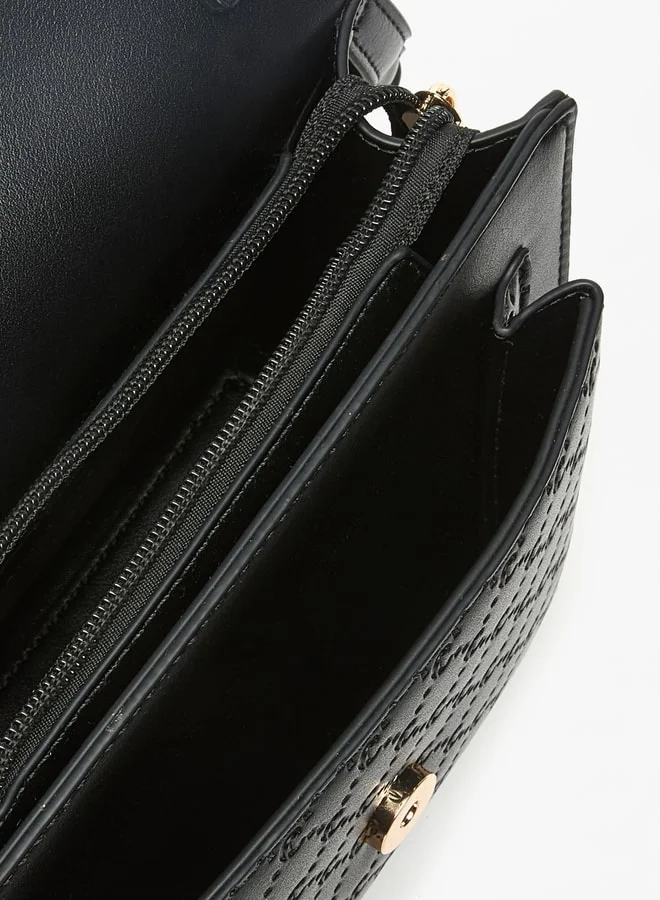 Le Confort Le Confort Monogram Embossed Crossbody Bag with Button Closure and Detachable Strap