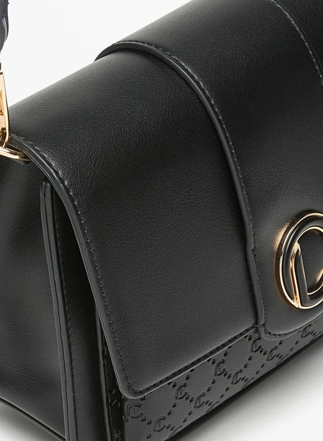 Le Confort Le Confort Monogram Embossed Crossbody Bag with Button Closure and Detachable Strap