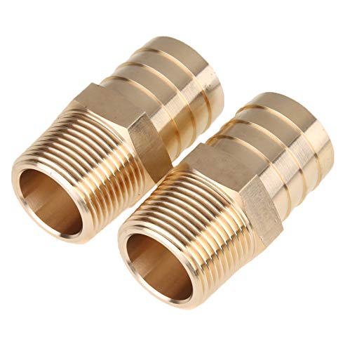 LTWFITTING Brass Barb Fitting CouplerConnector 114Inch Hose ID x 1Inch Male NPT Vehicle Fuel System Heater System Pack of 2