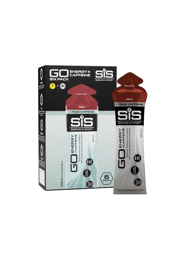 SIS GO Isotonic Energy Gels | 75mg Caffeine | 22g Carbohydrates | Low Sugar | Easily Digestible | Gluten Free | No Water Needed | Running Gels | Cola Flavour | 6 Pack - Image 1