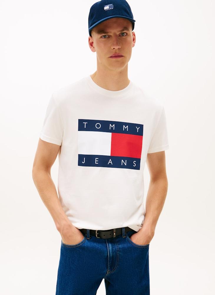 TOMMY JEANS Flag Badge Jersey Crew Neck T-Shirt - Image 1