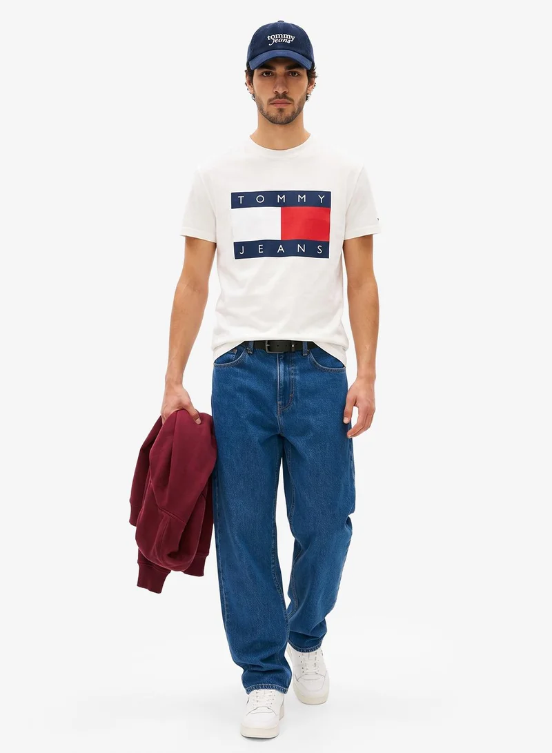 Flag Badge Jersey Crew Neck T-Shirt