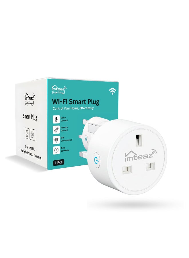 Smart WiFi Plug, 16A Smart Outlet Plug Socket for Home appliances Automation Compatible with Google Home u0026 Alexa. Mini Socket with remote u0026 voice control with timer function. No Hub required. (Pack of 1) - Image 1