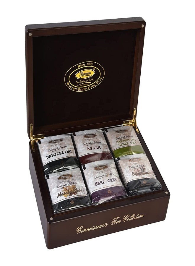 Premiers Connoisseur Collection Handcrafted Wooden Tea Gift Box with 6 Assorted Pure and Flavoured Tea Bags - 90 Cups | 180 Grams | Wooden Gift Box Series - Image 3